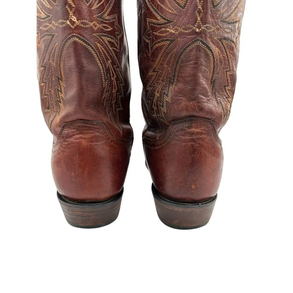 Lucchese 2000 men's western boots Brown exotic leather round toe SZ 10.5 B